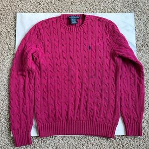 Vintage Ralph Lauren Women’s Pink Cable Knit Sweater